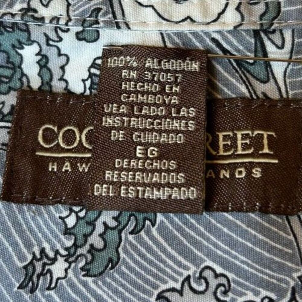 Cooke Street Hawaiian Shirt Men's Sz XL Blue/Green/White Left Pocket 100% Cotton - Picture 7 of 7